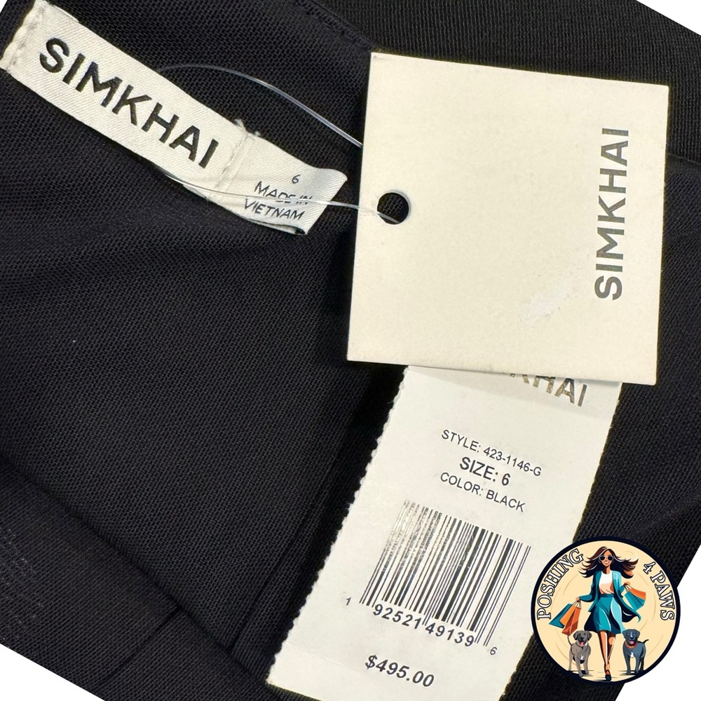 SIMKHAI Luminita Wrap Front Formal Stretch Jersey Mini Dress in Black Size 6 - Picture 11 of 14